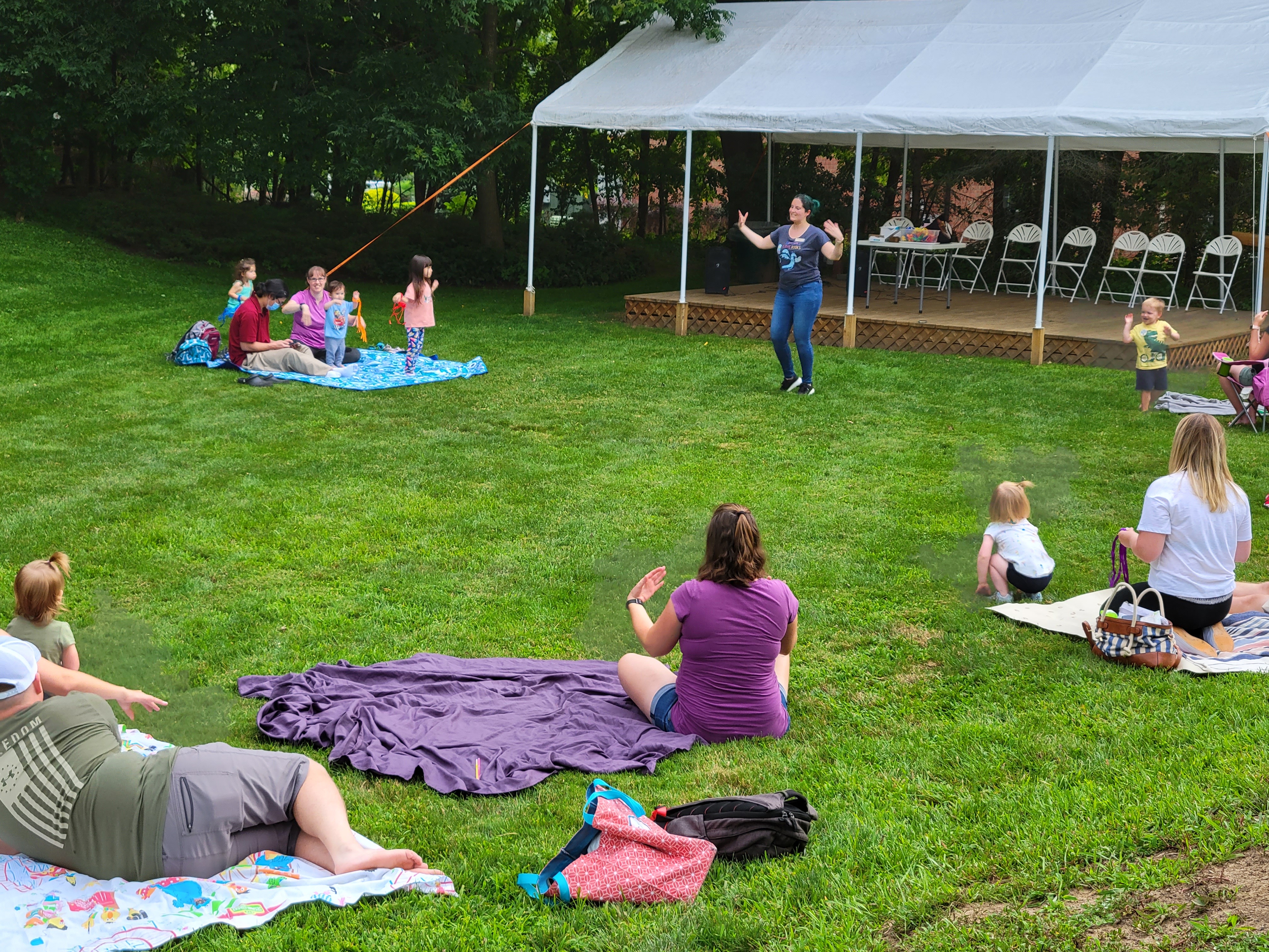 Image of an outdoor music and movement program at the library