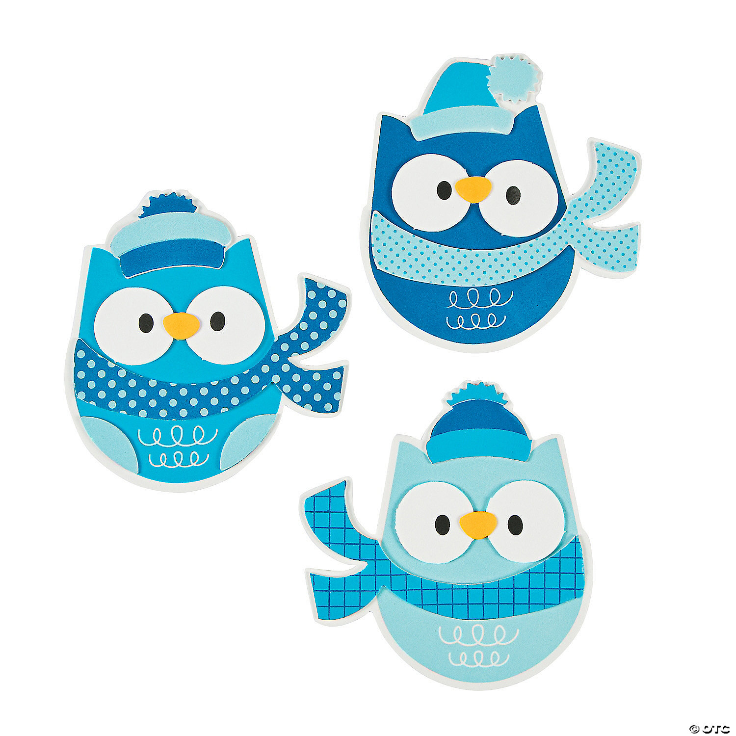 Winter Owls with scarves and hats