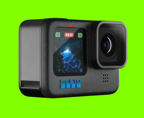 GoPro Hero12 camera on green background