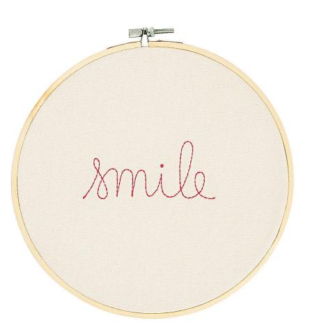 smile embroidery hoop craft