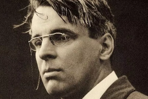 Black and white photo of W.B. Yeats in profile