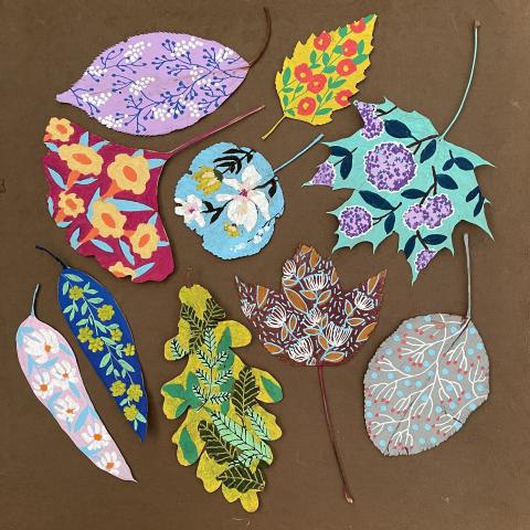 colorfully painted leaves