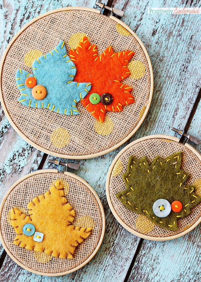 Image of leaf embroidery art