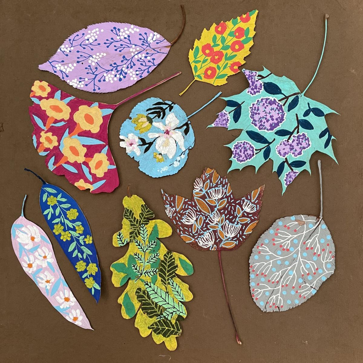 colorfully painted leaves